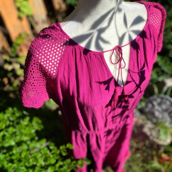 Old Navy Burgundy Maroon Ren Faire Style Dress XL - Picture 1 of 4